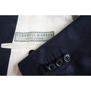 Turnbull & Asser Blue Woven 2 Pc Suit Jacket Pants Sz 37R RARE FIND